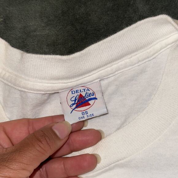 Delta Ladies T-Shirt Women One Size White Fish Coral Print Short Sleeve Pullover - Picture 5 of 7